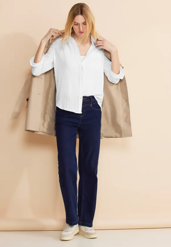 Musselin Hemdbluse - White