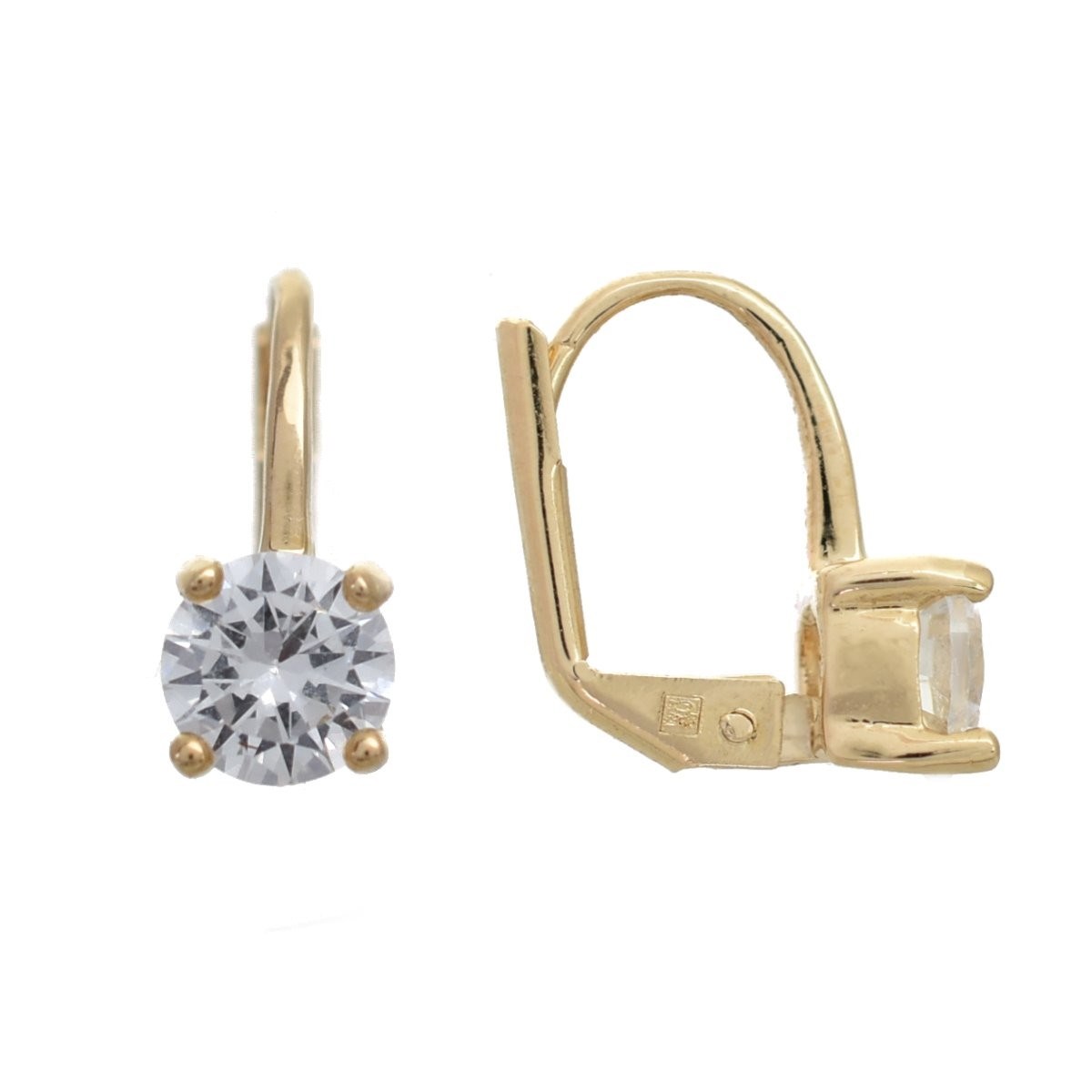 Boucles d'oreilles dormeuse oxyde de zirconium Plaqué or 750 3 microns
