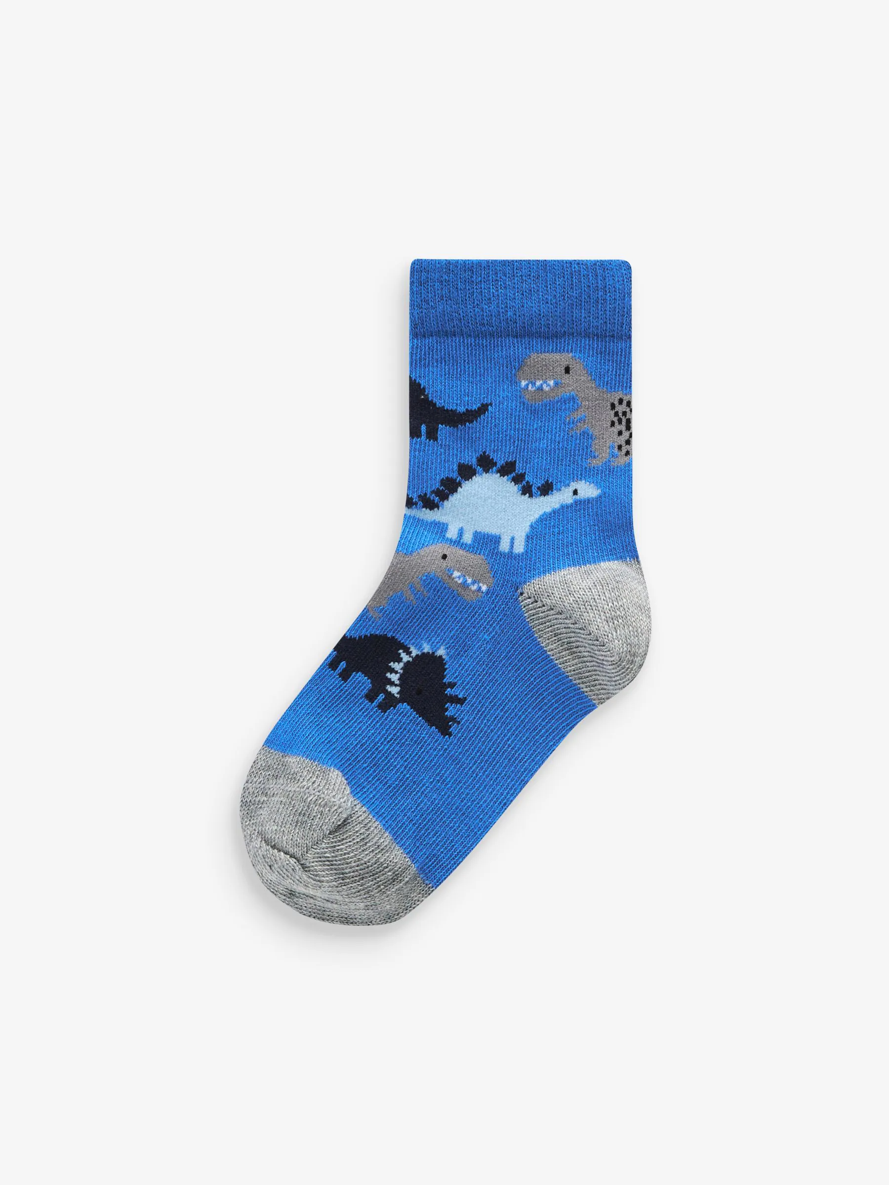 Blauw met dinosaurus - Verpakking van 7 paar sokken met hoog aandeel katoen