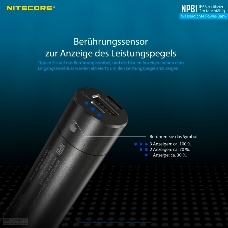 Nitecore Powerbank NBP 1 5000 mAh wasserdicht