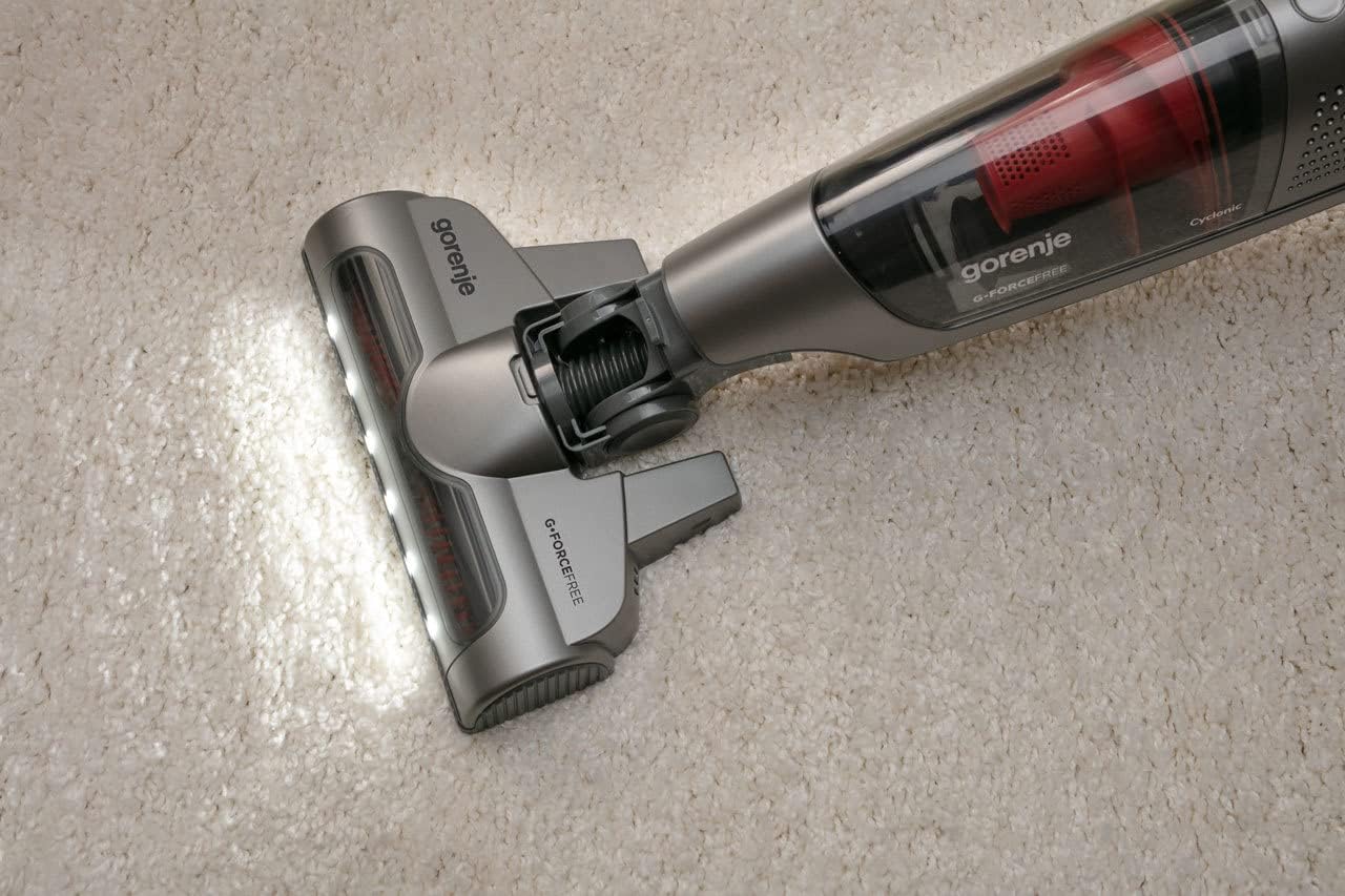 Gorenje SVC 216 GFW Kabelloser Akkusauger und Handstaubsauger – 2 in 1/ Faltbar/ Free-StyleMove/ LI-ION Technology/ HEPA-Filter/ CyclonicPower/ 118 cm/ 70 min./ 0,5 l/ 22 W Saug-leistung/ 75,2 dB