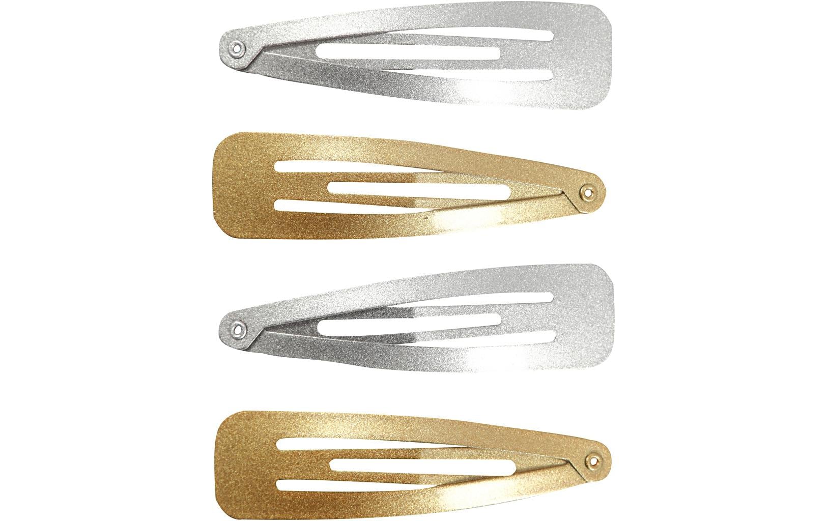 Haarspange Gold/Silber 6.6 x 1.7 cm, 4 StückHaarspangen