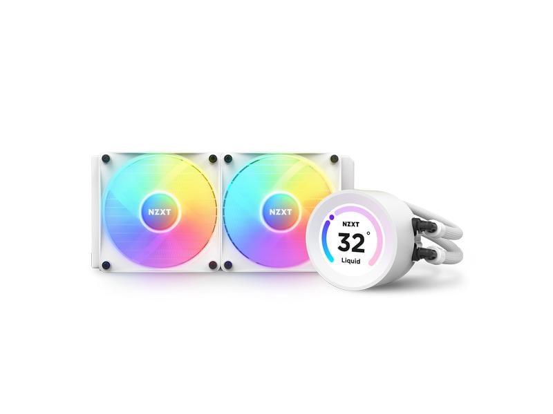 NZXT Wasserkühlung Kraken Elite RGB 240 Weiss Wasserkühler für Intel und AMD Prozessorsockel mit LCD-Display und leuchtenden, leisen RGB-Lüftern