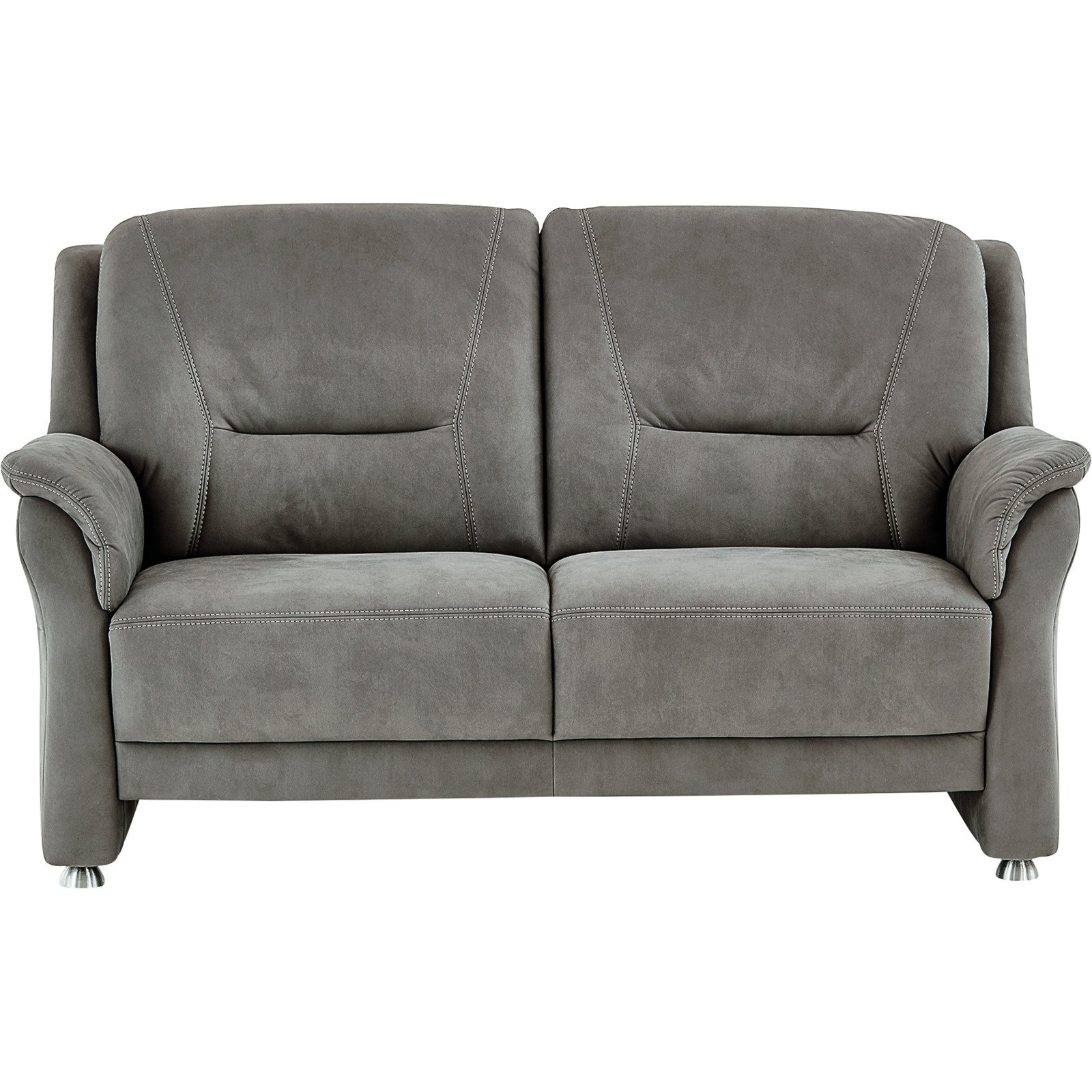 2er-Sofa Mainz Stoff grau, Boxspring-Polsterung