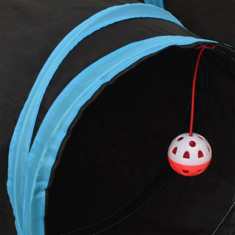 Tunnel pour chats à 3 voies noir et bleu 90 cm polyester