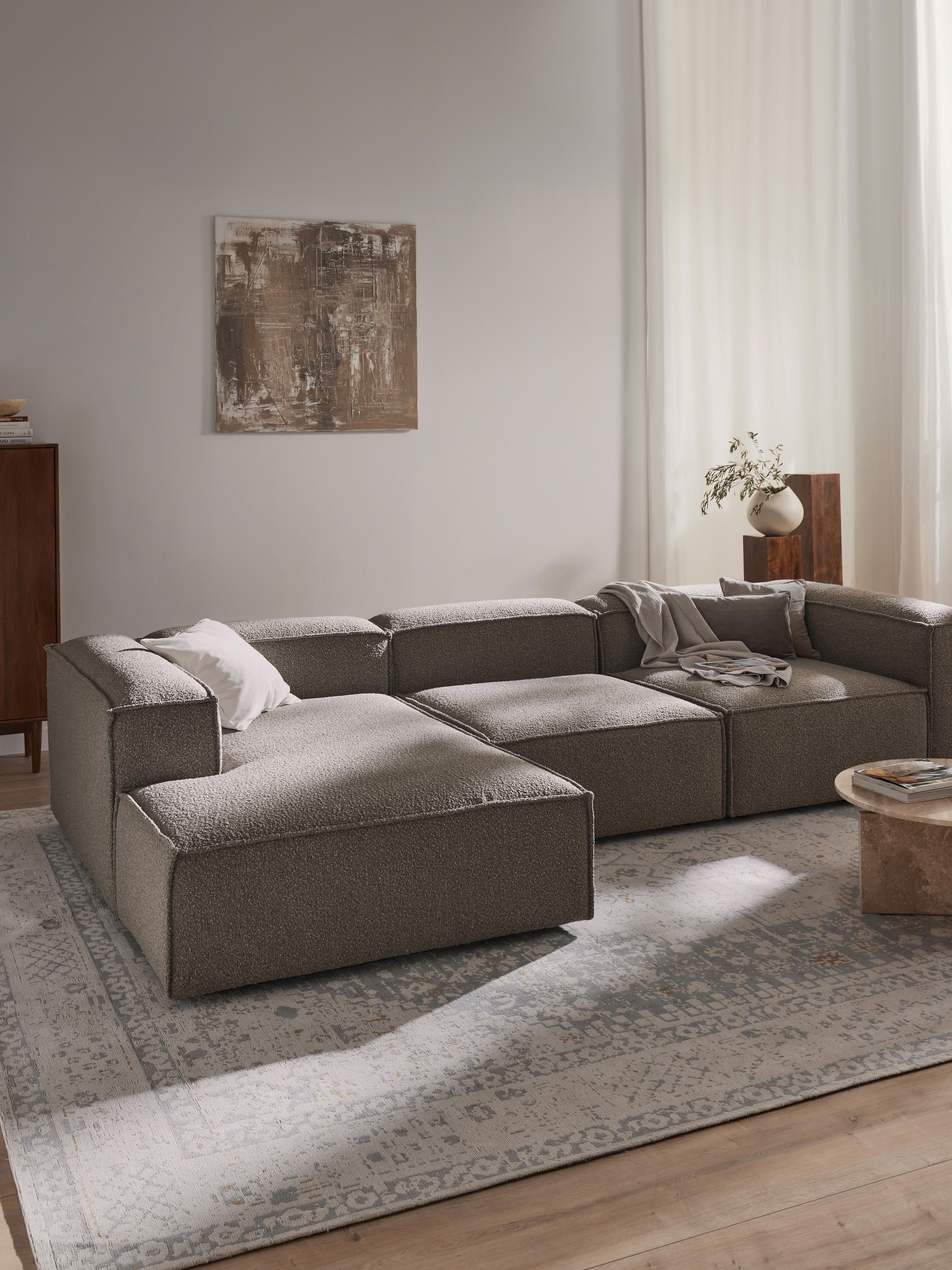 Bouclé modulaire hoekbank Lennon (4-zits)