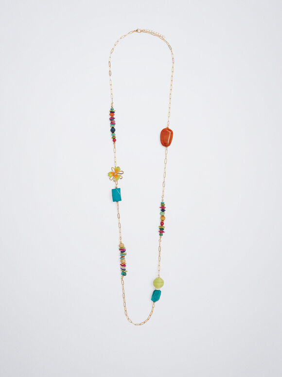 Colar com Pedra Semipreciosa - Multicolorido