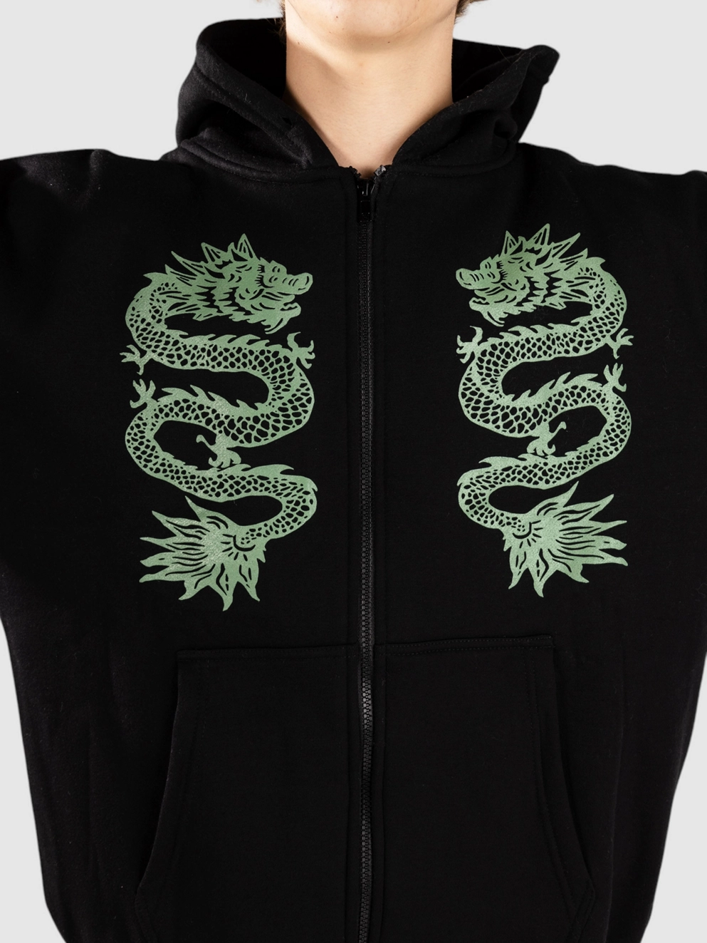 Smile And Wave Double Happiness Zip Hoodie black