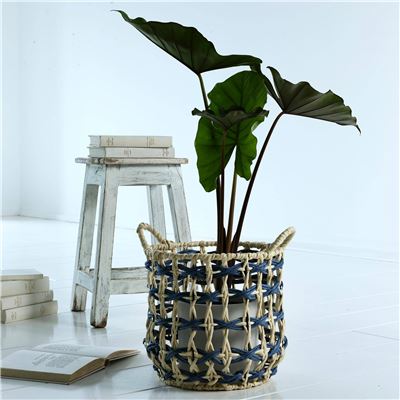 Panier tressé bicolore