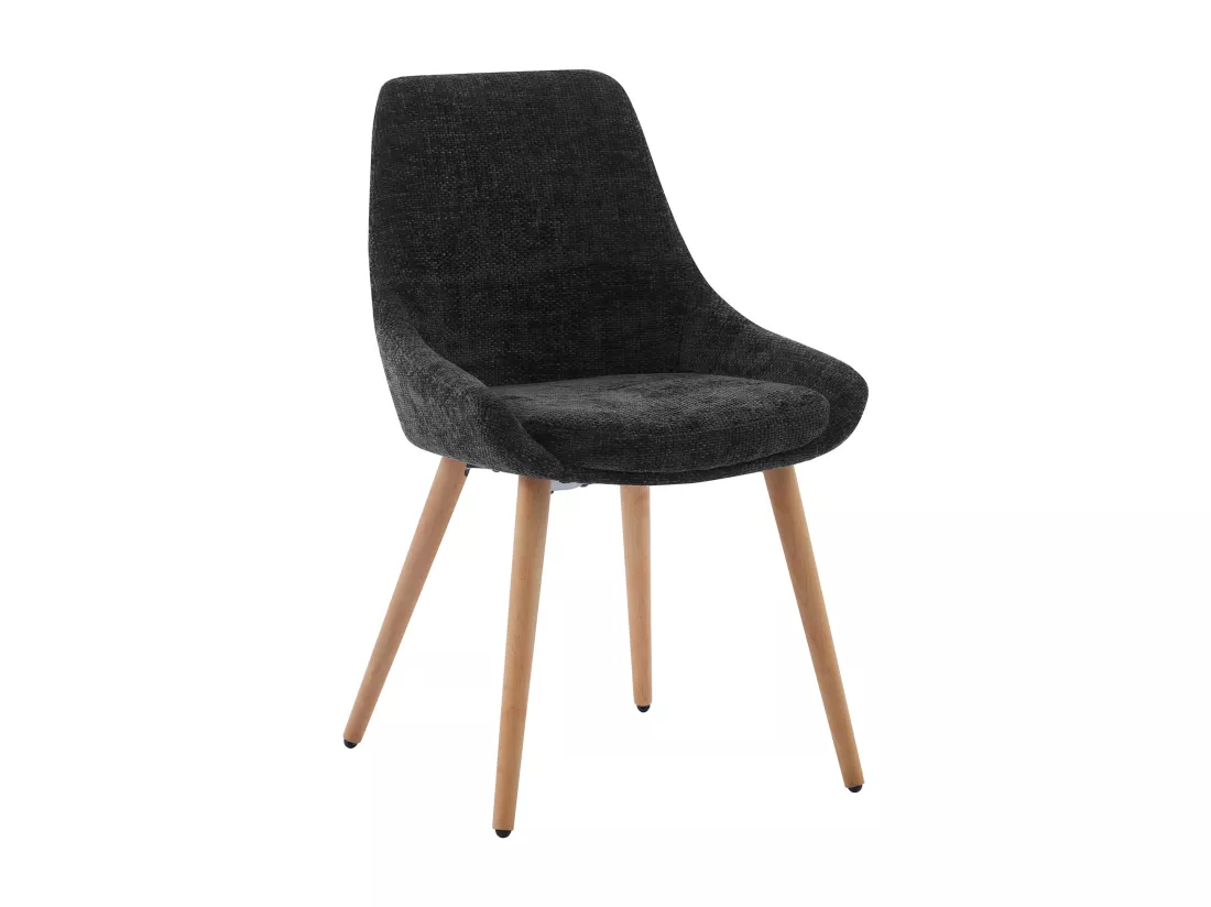 Lot de 2 chaises en tissu texturé et hêtre - Noir - MASURIE