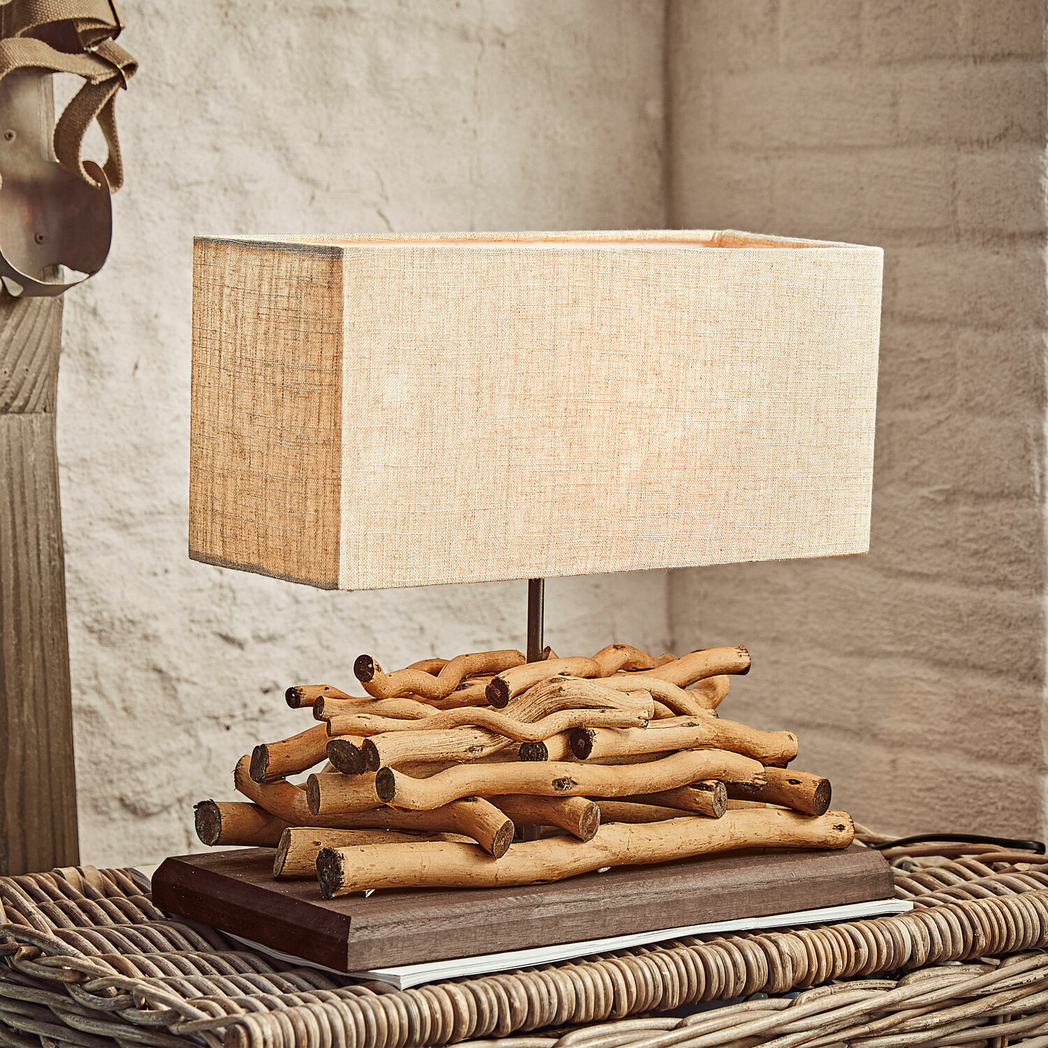 Tischlampe Caribou leinen/braun
