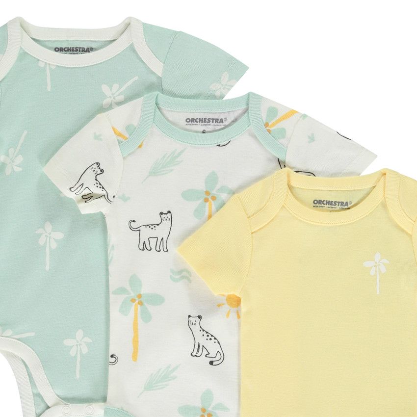 Lot de 7 bodies manches courtes fantaisie pour bébé garçon - Ecru