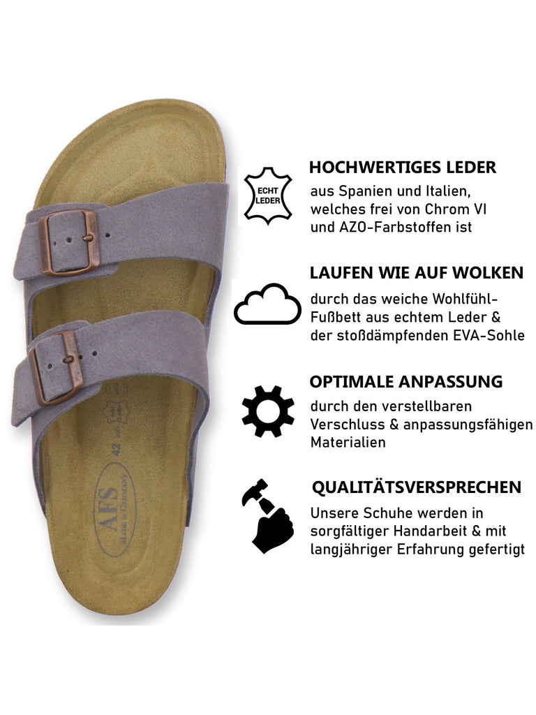 Pantoletten Herren Leder Zweischnaller graphit