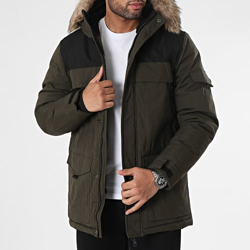 Parka Capuche Fourrure Vert Kaki