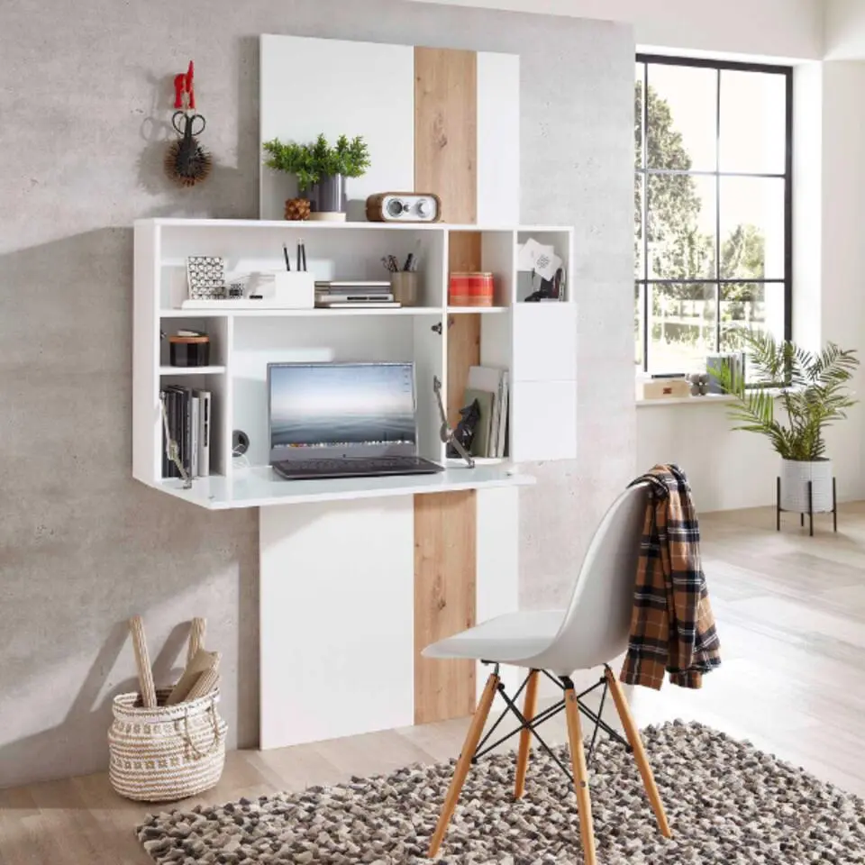 Secretaire Inovo 120cm 1 deur - wit/eik