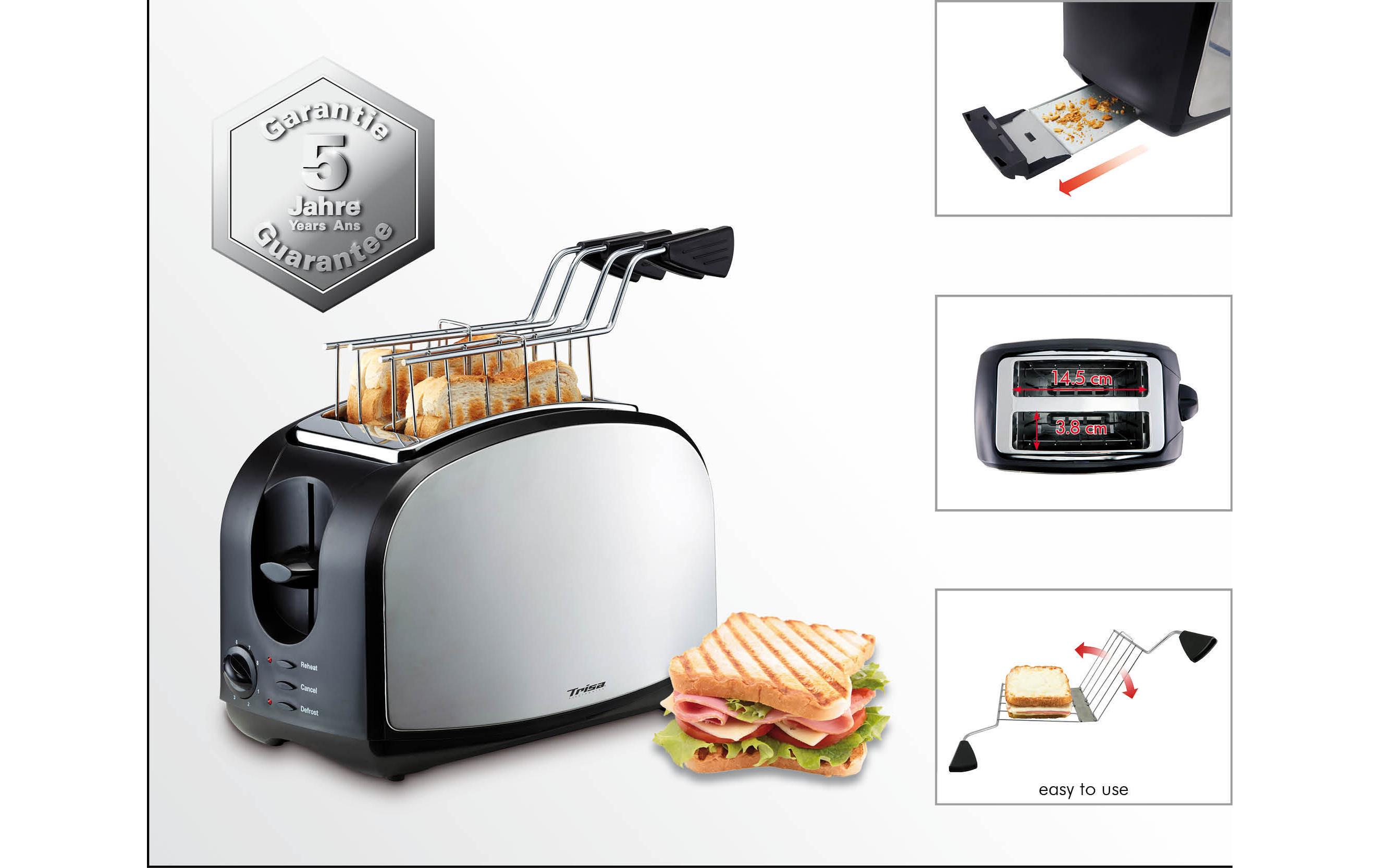 Toaster Crispy Snack Silber/SchwarzKlassischer Toaster, Silber/Schwarz