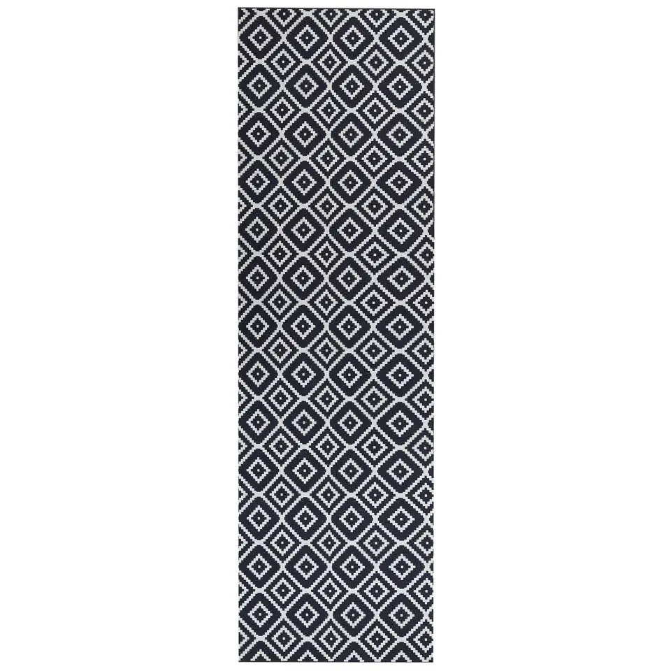 KARUNGAL - Loper - Zwart - 60 x 200 cm - Polyester