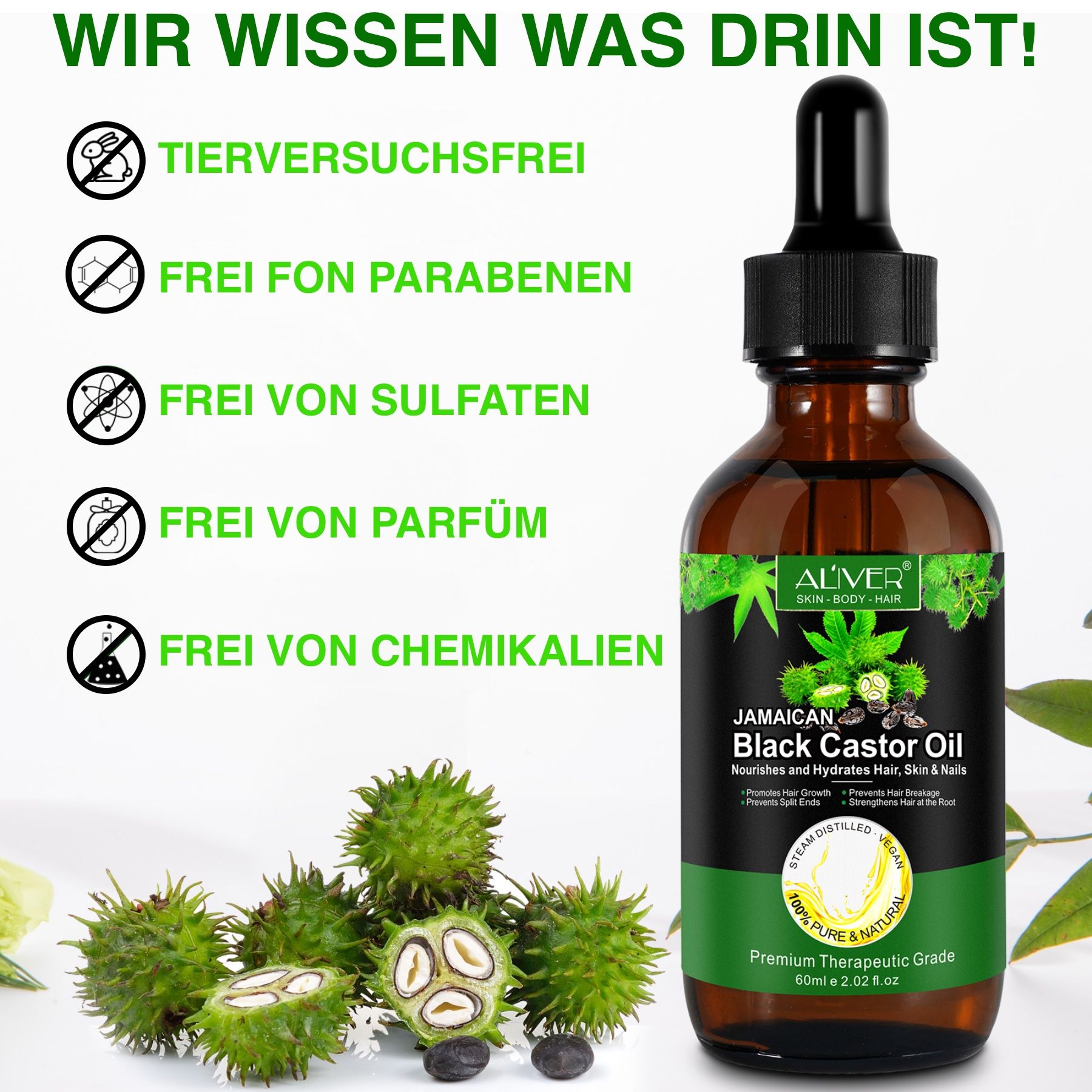ALIVER Rizinusöl Haaröl für Haarpflege und Haarwachstum