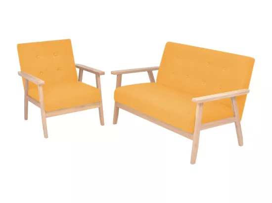 NETTLIFE Ensemble de canapé 2 pcs Tissu jaune