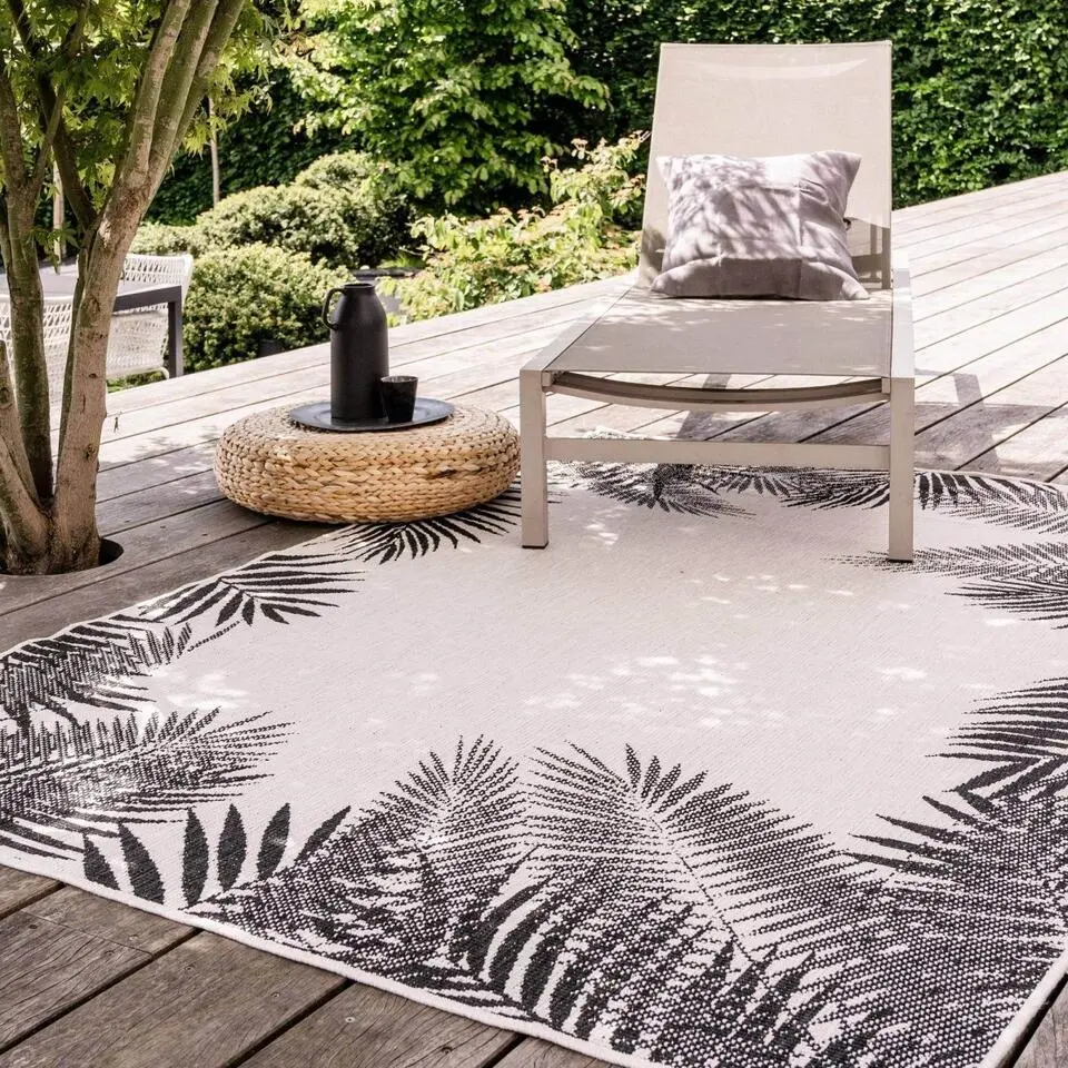 Eva Interior Buitenkleed - Leaf - Zwart - 160x230 cm
