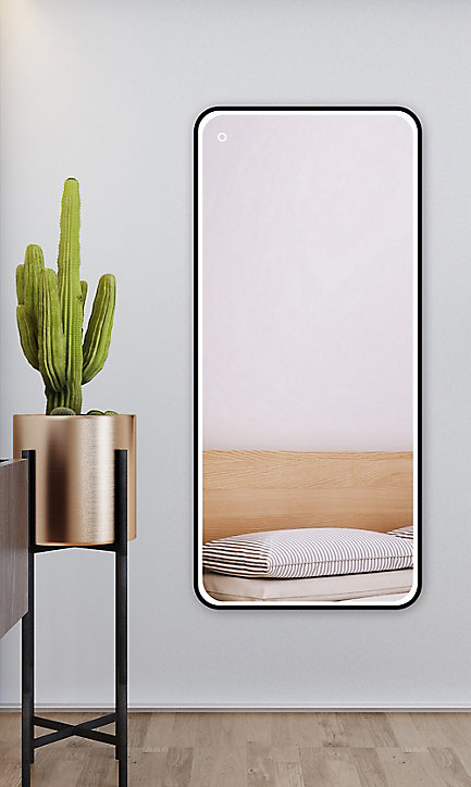 Miroir de salle de bains lumineux LED noir 90 x 40 cm, MPGlass Lyon Chic