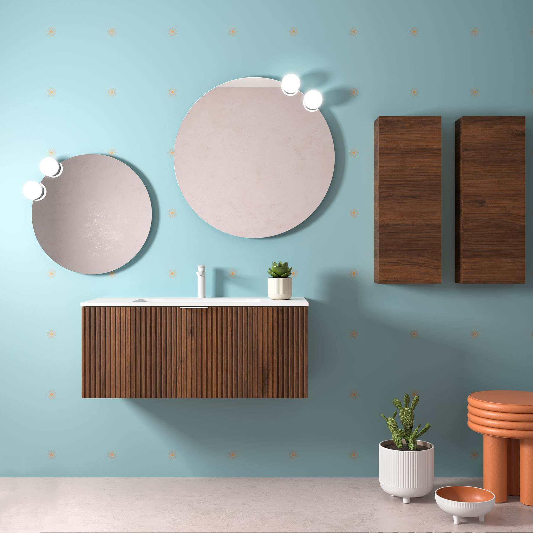 Muebles Raya onderkast ribbelfront 100cm met 1 softclose lade en binnenlade walnoot