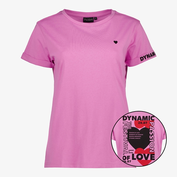TwoDay dames T-shirt roze met backprint