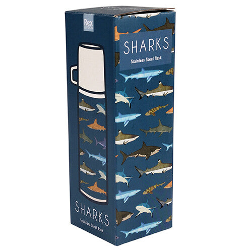Rex london rvs thermosfles met beker - sharks - 350 ml