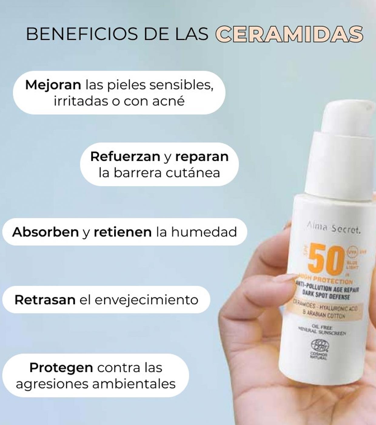 Alma Secret - Protetor solar facial FPS50 com cor - Areia