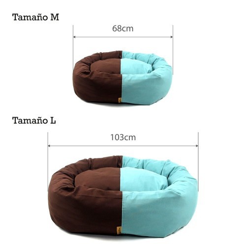 Cama para cachorro em formato de donut turquesa com chocolate e menta