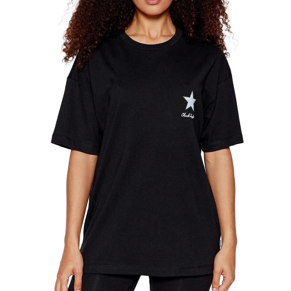 Converse T-shirt Noir Femme Converse Infill Star 10023207