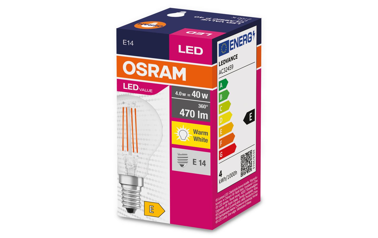 Lampe LED VALUE CLASSIC P WarmweissLED-Lampen, klassische Miniballform
