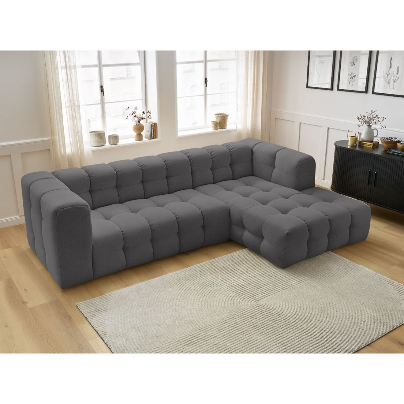 Bobochic Canapé d'angle droit cloud gris foncé - 288x184x75 cm