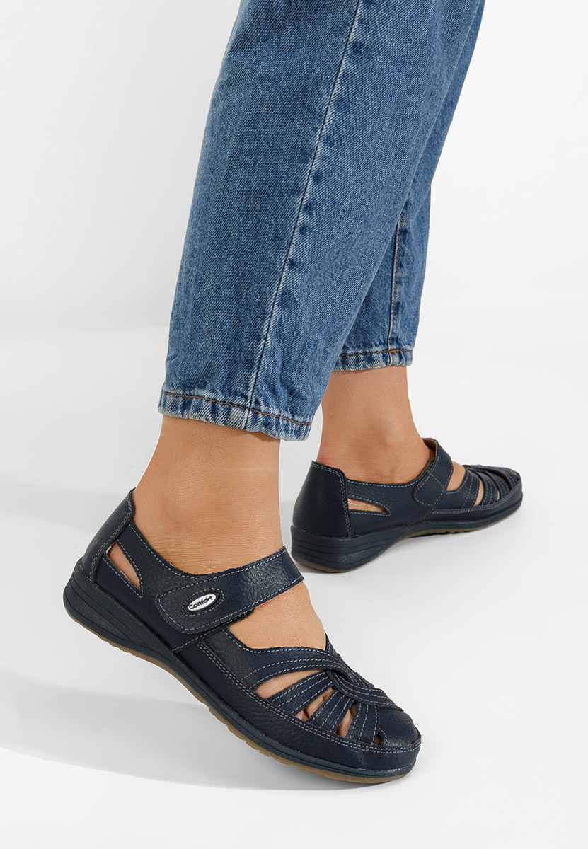 Ballerines femme en cuir bleus Parina