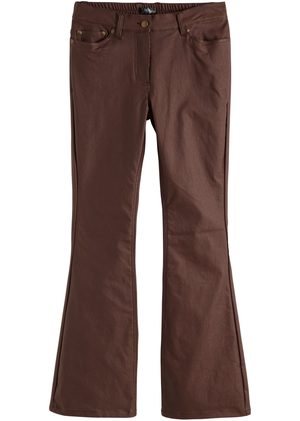 Pantalon extensible enduit avec taille haute confortable, Flared