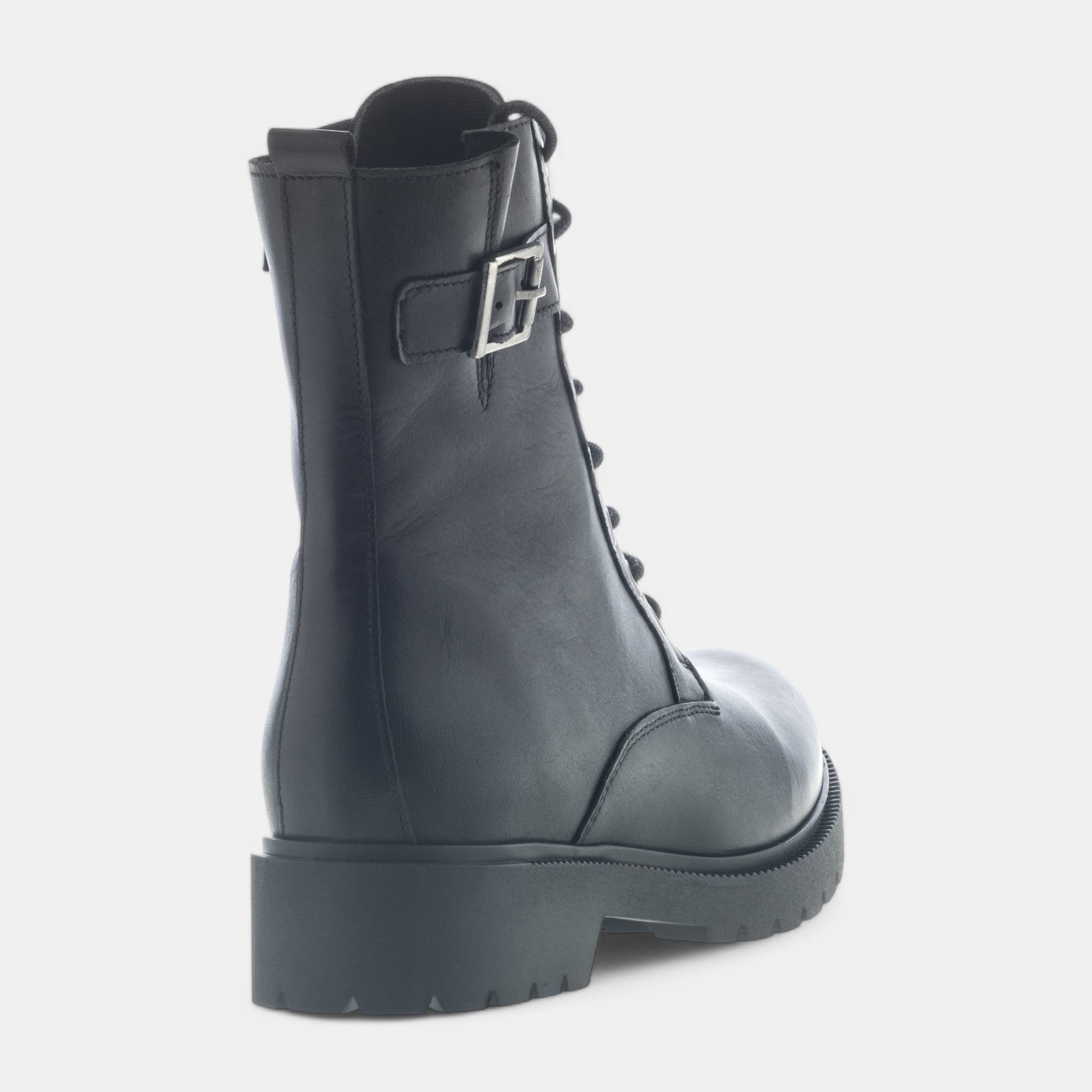 Bottines à lacets Femme en cuir noir