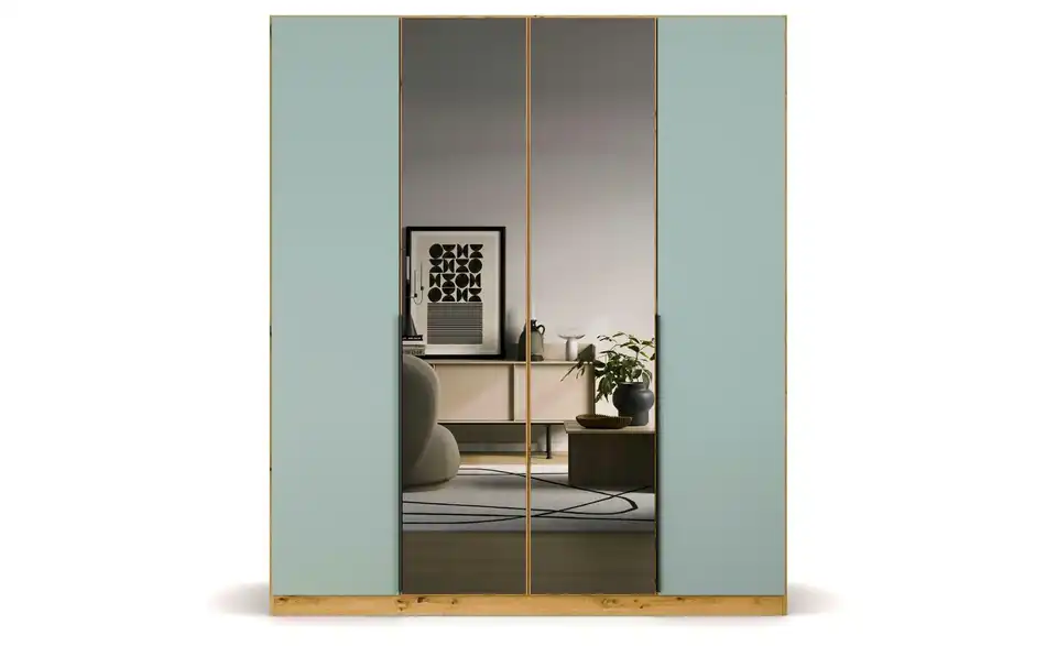 Drehtürenschrank Eiche Artisan (Nachbildung), Salbeigrün 181 cm 4 Stück