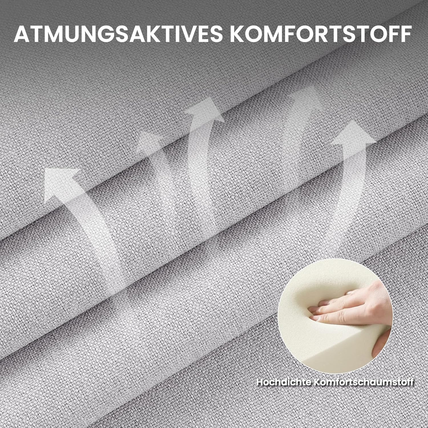 COLAMY Küchenstuhl Esszimmerstühle 4er Set, Moderne Polsterstuhl Essstühle mit Fester Rückenlehne, Stoff Esszimmerstühl mit Holzbein für Esszimmer, Küche, Restaurant, Hellgrau