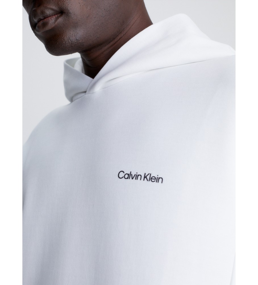 Moletom com capuz Calvin Klein em poliéster reciclado, branco