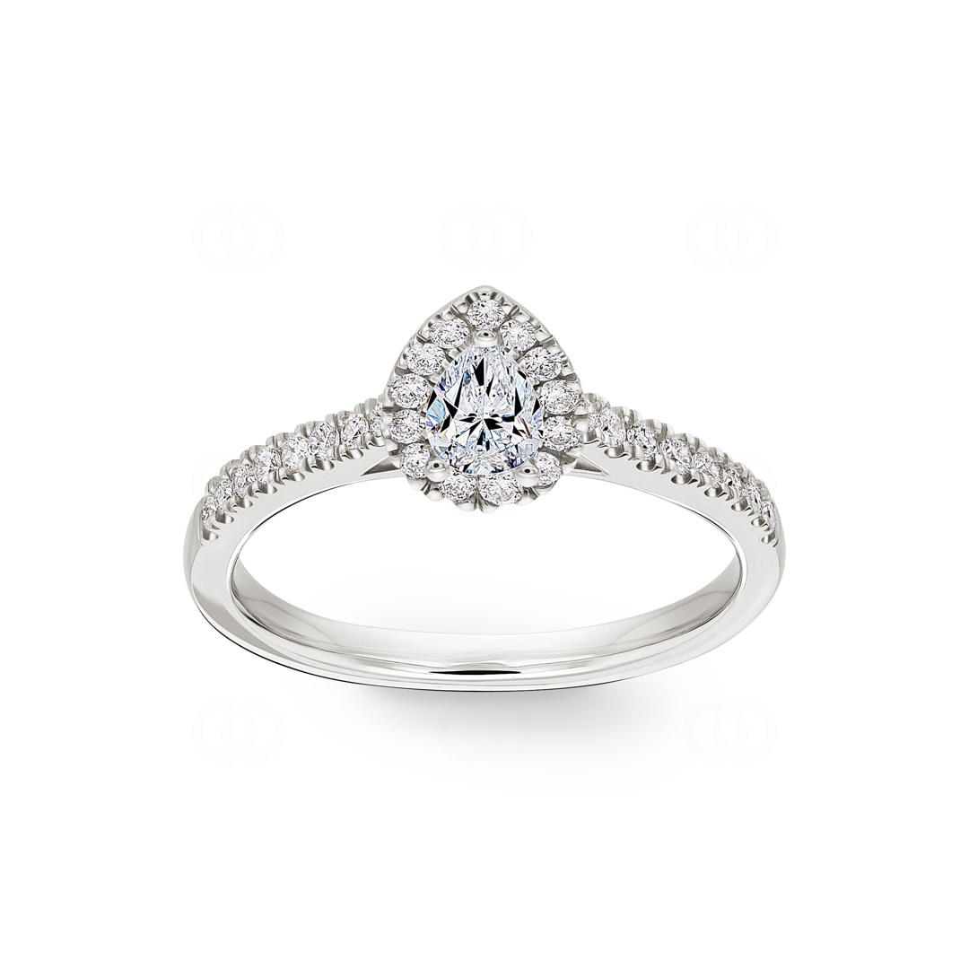 Tropfen Halo Diamantring 750/18 K Weissgold 0.63 ct G/si