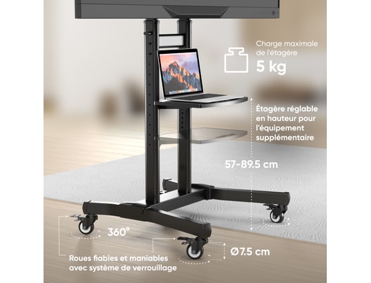 ONKRON - Pied de sol Support TV roulettes 50-90”- Max 100 kg - TS1891-B Noir