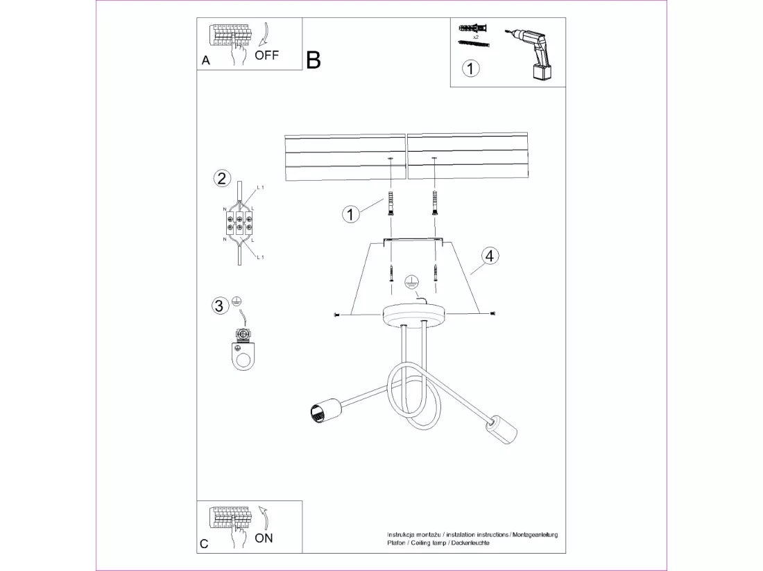 Lustre Loop minimaliste en acier - 2 sources lumineuses - L.57 x H.25,5 cm - noir