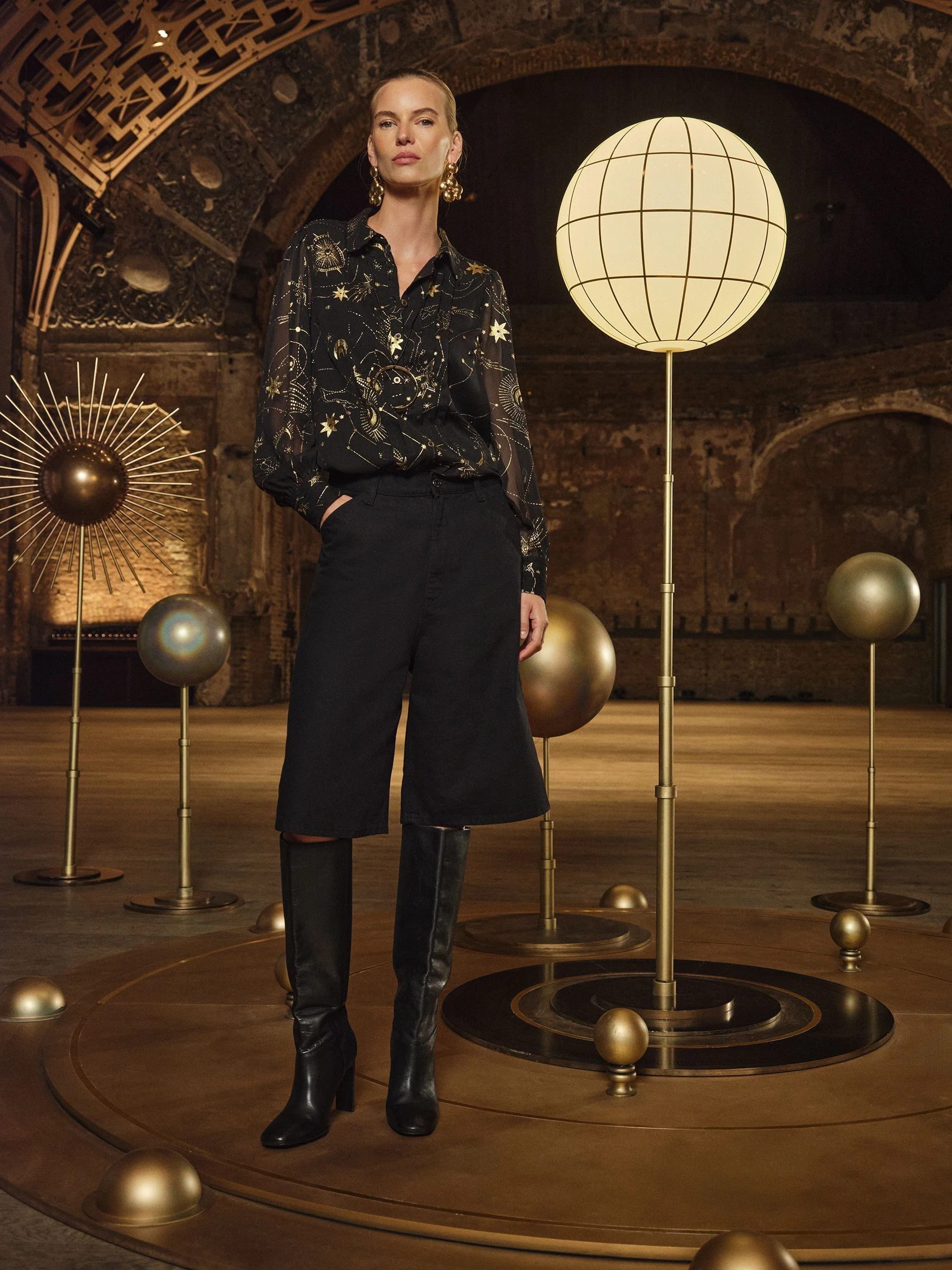 Love & Roses - Celestial overhemd met lange mouwen en print