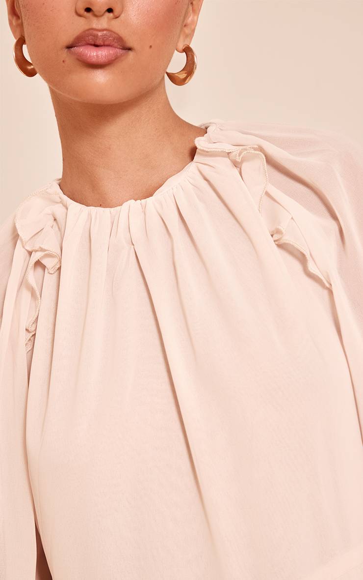 Crème Combinaison-short Fluide À Volants En Mousseline Crème