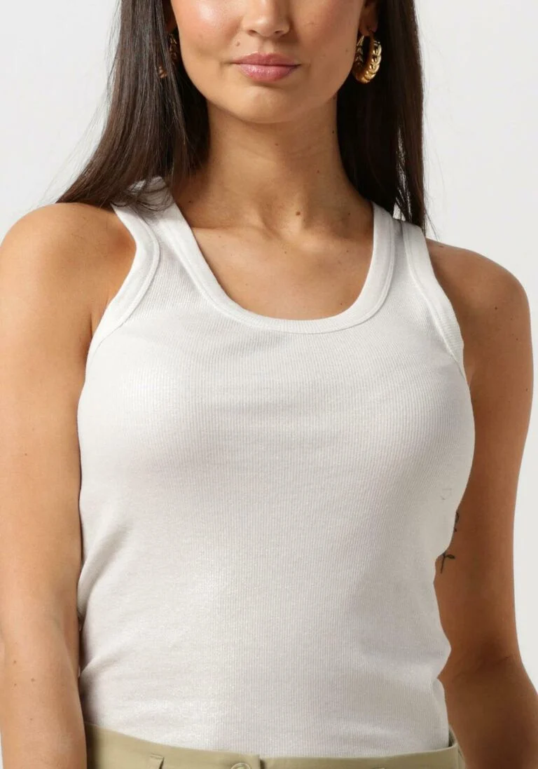 SUMMUM gebroken wit summum top rib tanktop cotton rib