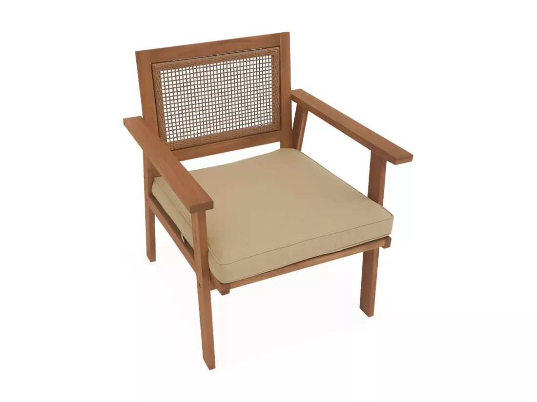 Salon de jardin. Bohémia. cannage carré. canapé 2 places. 2 fauteuils. 1 table basse 117x64x74 cm