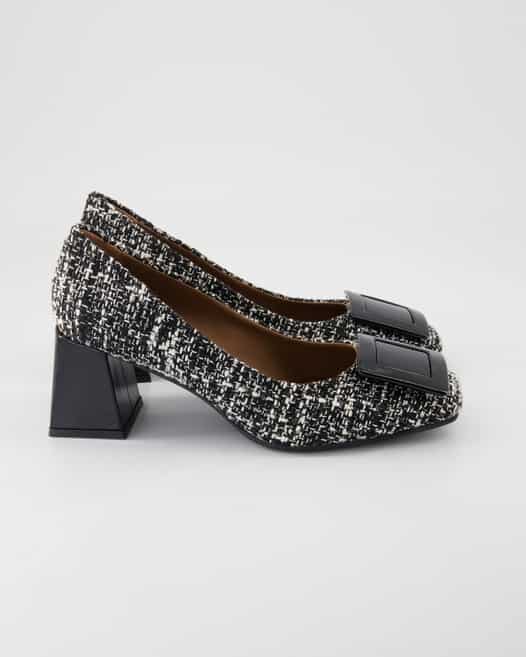 Konstantin Starke Tweed Melange Nero 97 /Vernice Pumps in Schwarz