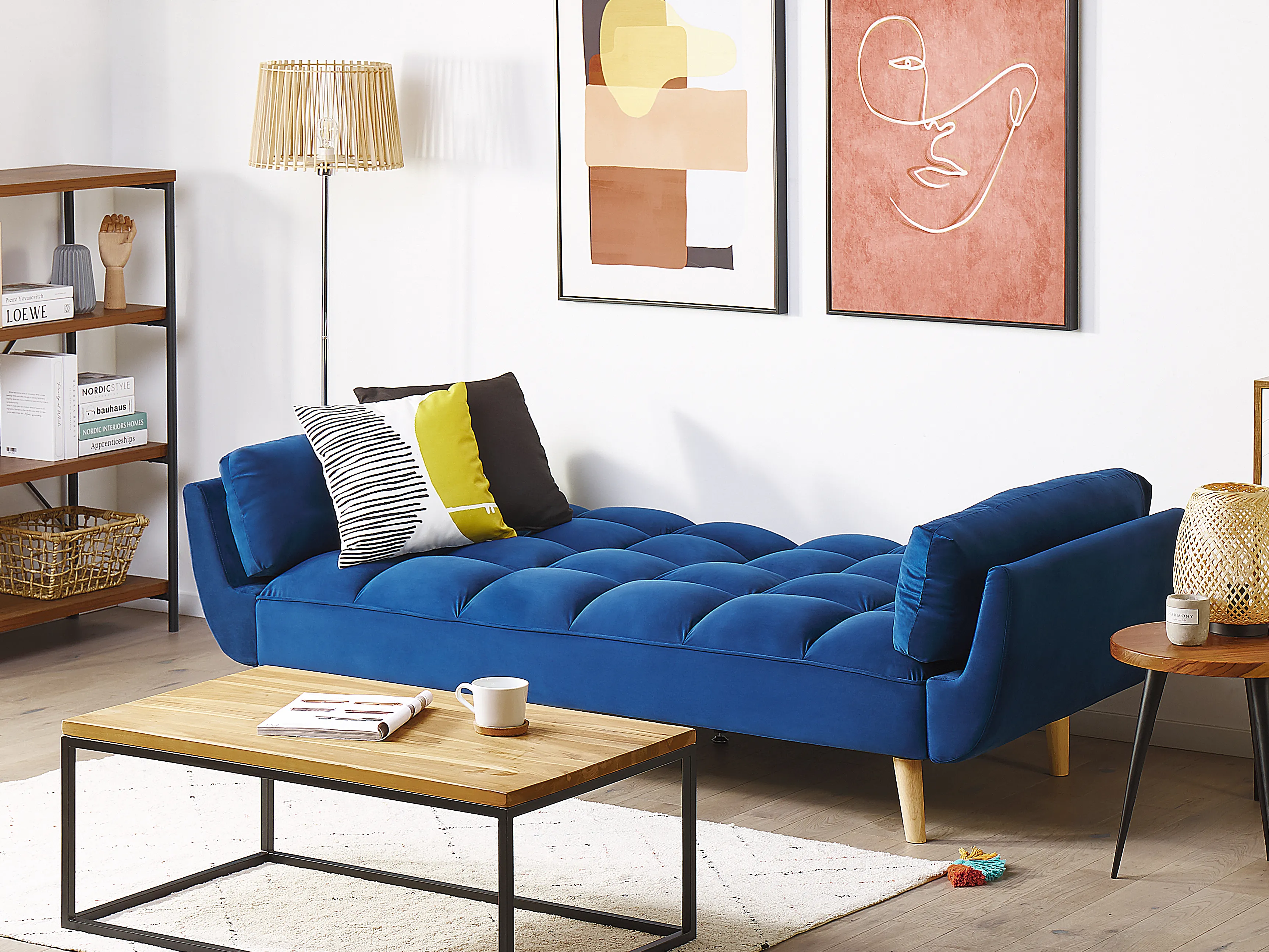 Slaapbank 3-zits ASBY Fluweel Marineblauw