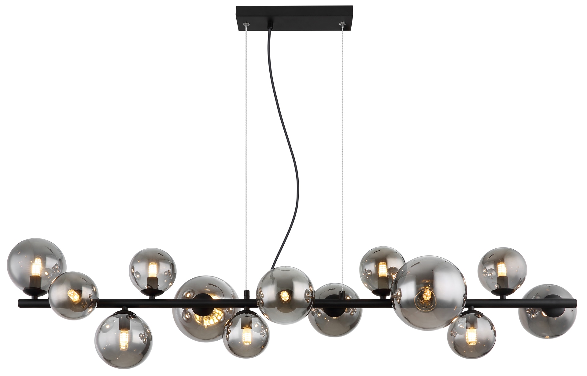 Globo LED Retrofit Balkenpendel Riha schwarz amber 13flg. 120x34,5cm 120cm