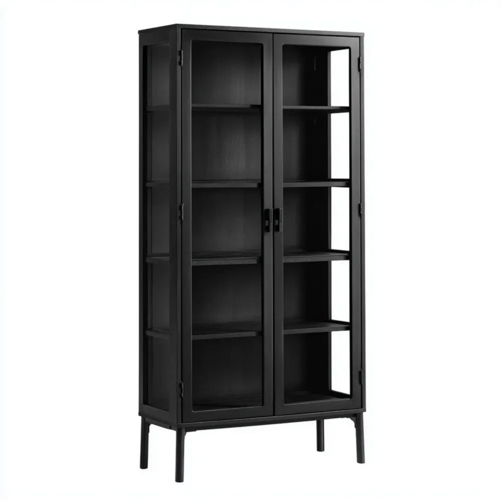 Moderne Vitrine aus Metall 120x40x200 cm - Schwarz